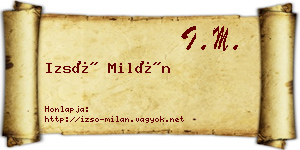 Izsó Milán névjegykártya